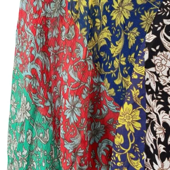 Alice + Olivia Prija Wide Sleeve Blouse bohemian size XS Green Red Blue